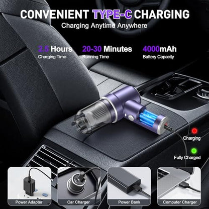 KMM Handheld Car Vacuum Cleaner, Hand Held Vacuum Cleaner & Air Duster - color: Purple Silver