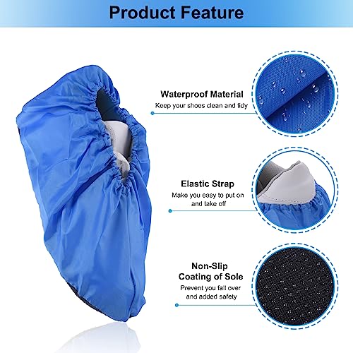 PATIKIL Waterproof Shoe Covers, 2 Pairs Water Resistant Rain Shoe Cover Washable Non Slip Boots Cover for Indoor Outdoor, Blue - color: Blue