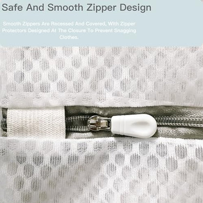Laundry Bags Mesh Wash Bags for Delicates, 3Pcs 12"x16" honeycomb mesh fine Storage Bag, sturdy smooth zipper, suitable for shirts, underwear, bras, shoes (3)