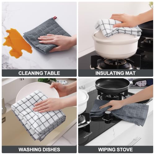 Homaxy Premium Cotton Kitchen Dish Cloths 12"x 12", 8 Pack, Grey - color: Grey, size: 12" X 12" - 8 Pack