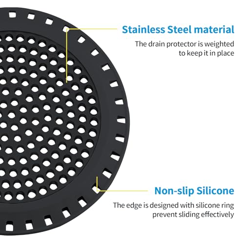 Shower Drain Hair Catcher,Aluvor Shower Drain Cover Bathtub Drain Strainers - color: All Black