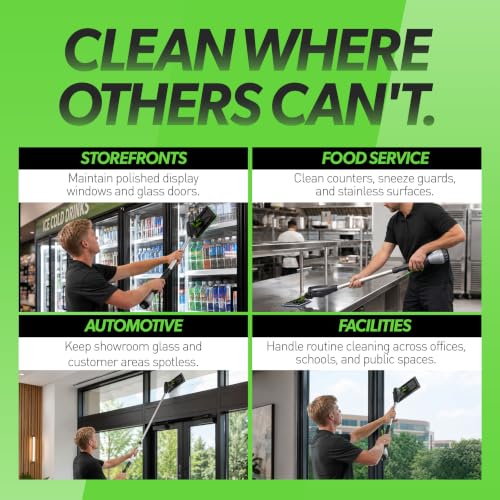 IPC Eagle Cleano 5-Foot Telescopic Window & Surface Cleaning System Integrated Water Misting Globe with Microfiber Cleaning Tool for Glass, Mirrors, Counters & Commercial Facilities - size: 5'