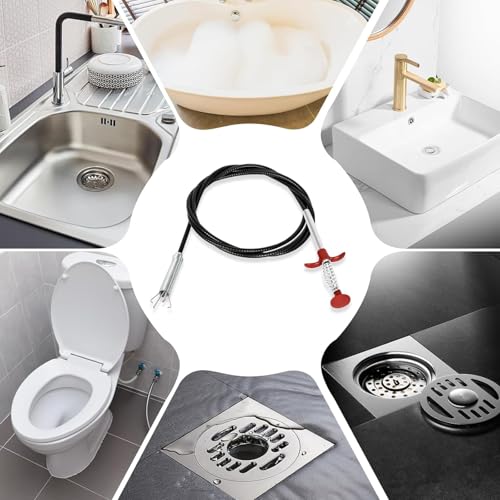 118-Inch Flexible Drain Snake with 4-Claw Grabber for Deep Clogs & Items - style: 118 IN