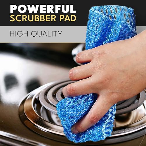 Non Scratch Dish Scrubbers for Cleaning Dishes (12 PK) - Reusable Kitchen Sponge - Replace Dish Sponges for Washing Dishes - Best Household Scrubbing Pad & Alternative Dishwashing Scrub Pads Supplies - color: Blue 12 Pk