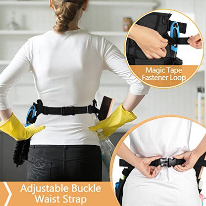 LoDrid Professional Cleaning Apron with 9 Pockets and Waist Belt, Black - color: Black