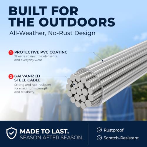 Strata 100 ft Outdoor Clothesline, Super Heavy-Duty Galvanized Steel Cable - color: Super Heavy Duty, size: 100 feet