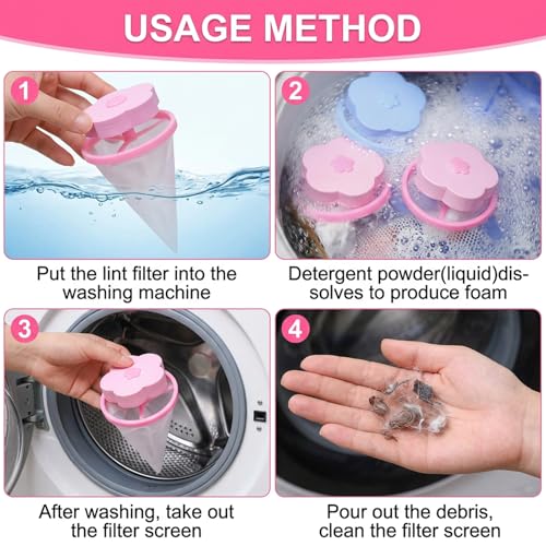 4-Pack Washing Machine Filter Bag, Pet Hair Remover for Laundry