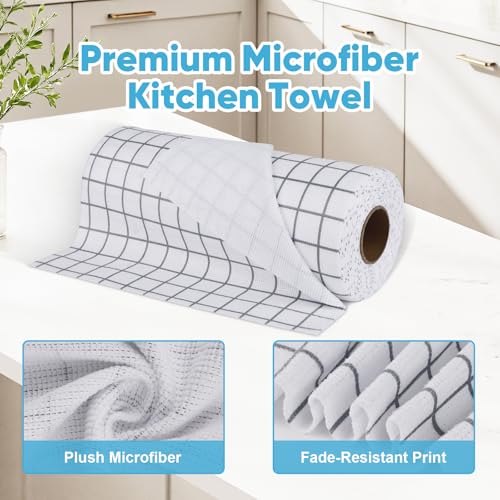 AIDEA Microfiber Cleaning Cloth Roll-50PK, Reusable Paper Towels 11.5×11.5" - color: Printed
