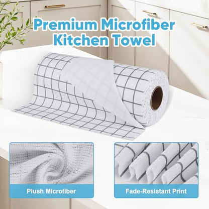 AIDEA Microfiber Cleaning Cloth Roll-50PK, Reusable Paper Towels 11.5×11.5" - color: Printed