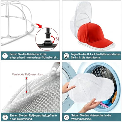 Eiito Hat Washer Cage for Washing Machine,2PCS Hat Cleaner for baseball cap - color: White 2pack