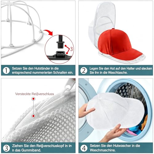Eiito Hat Washer Cage for Washing Machine,2PCS Hat Cleaner for baseball cap - color: White 2pack