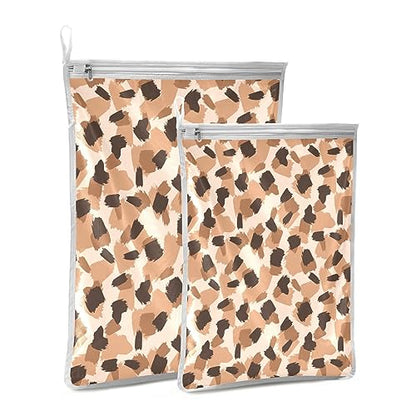 Mesh Laundry Bags Lingerie Bags for Washing Delicates 2 PCS Wash Bag with Zipper Small and Medium Washable Animal Prints - color: Animal Prints