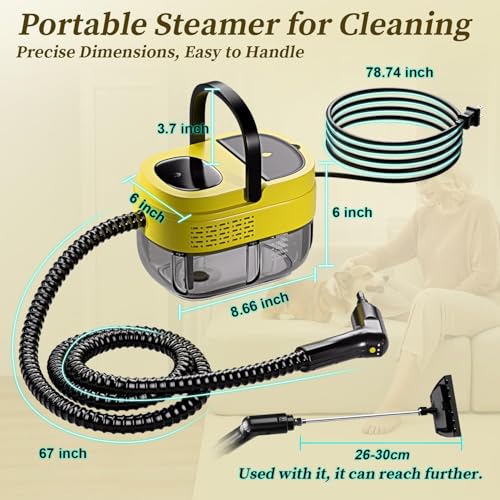 Steam Cleaner, 3-Level Adjustable Handle with 16 Accessories, Portable - color: Yellow+Black