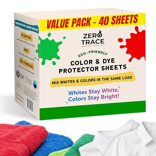 Zero Trace Color Catchers for Laundry - Protects Clothes with Color Dye Catcher,Run Remover, Color Grabbing and Color Bleed Remover for Clothes - 40 Sheets - size: 1 Count (Pack of 40)