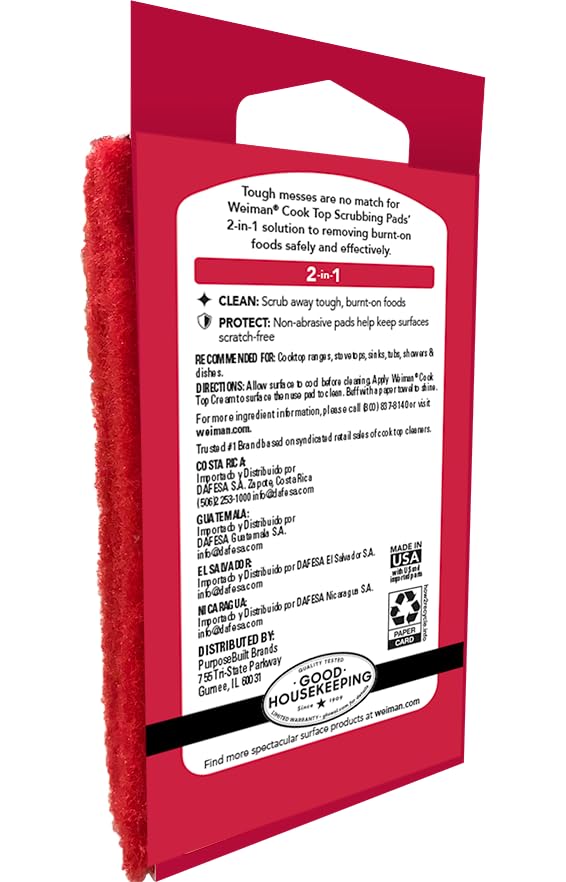Weiman 3 Count Cooktop Scrubbing Pads, Removes Burnt-on Food, Scratch Free - size: (Pack of 1)