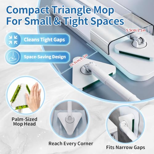 Small Mini Snap Grip Clamp Triangular Dust Mop, One-Click Cloth Change - color: Green-mini