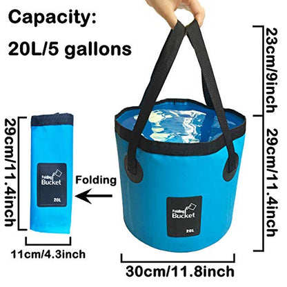 Sunglow Collapsible Fishing Bucket, 3&5 Gallons Multifunctional Portable Wash Basin - Folding Water Container for Camping-Gardening - color: 20l/5gallon(blue)