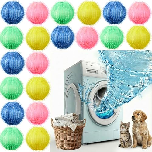 24 Pcs Pet Hair Remover for Laundry Catcher Balls Reusable Lint for Washing Machine Effective Cat Dog Laundry Pet Hair Catcher for Clothes Sheets Towels Blankets(Multicolor)
