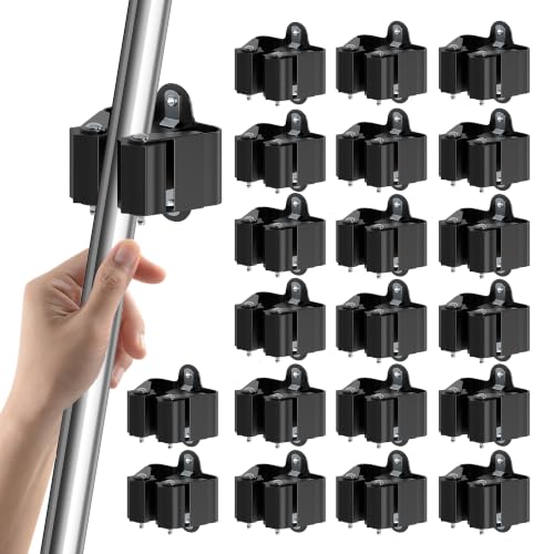 3-H Broom Holder Wall Mount 20 Pack, Stainless Steel Mop Hanger with Screws - color: Black, size: 20
