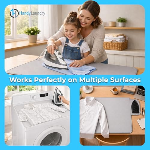 Handy Laundry Portable Ironing Mat - Easily Change Any Flat Surface into an Ironing Board. Features Silicone Slip Resistant Iron Rest to Safely Place Your Hot Iron. Easy to Take Along When Traveling. - style: Regular