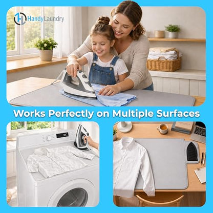 Handy Laundry Portable Ironing Mat - Easily Change Any Flat Surface into an Ironing Board. Features Silicone Slip Resistant Iron Rest to Safely Place Your Hot Iron. Easy to Take Along When Traveling. - style: Regular