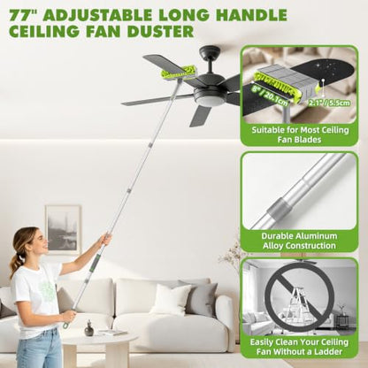 Ceiling Fan Cleaner Duster with 6 Ft/77'' Extendable Handle