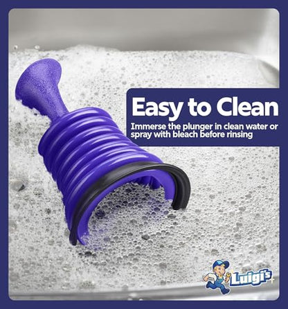 Luigi's Sink Plunger Kitchen - Sink Plunger Bathroom - Drain Bathtub or Shower - Small and Powerful Clog Remover - Commercial Style Plumbers Plungers with Large Bellows - Blue - Mini - color: Blue - Mini Sink Plunger