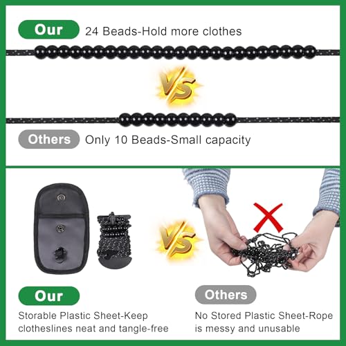 EXVITAL Portable Travel Clothesline Lightweight Camping Clothes Line