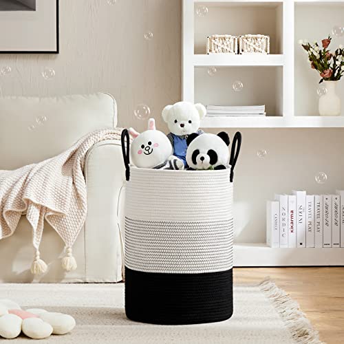 VIPOSCO 72L Tall Woven Laundry Basket Hamper, White Black - color: White & Black, size: 72L