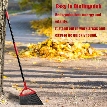 Heavy Duty Broom Outdoor and Indoor, 2 Pack Upgraded Commercial Angle Brooms, Perfect Red Broom of House, Kitchen, Garage, Courtyard - color: Red *2p