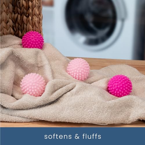 S&T INC. Reusable Plastic Dryer Balls, 4 Pack, 2.5" Diameter, Pink - color: Pink