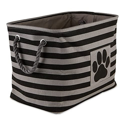 Bone Dry 5743 Pet Storage Collection Striped Paw Patch Bin, Medium Rectangle, Black - color: Black, size: Medium Rectangle