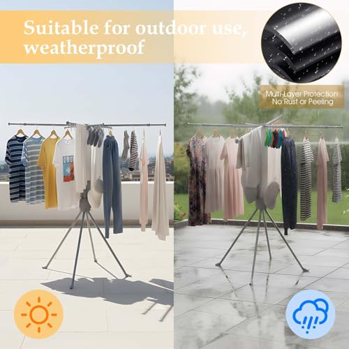 cjc Foldable Clothes Drying Rack, Extra Stable Heavy Duty-100Lbs Load - color: Grey-8 Rods