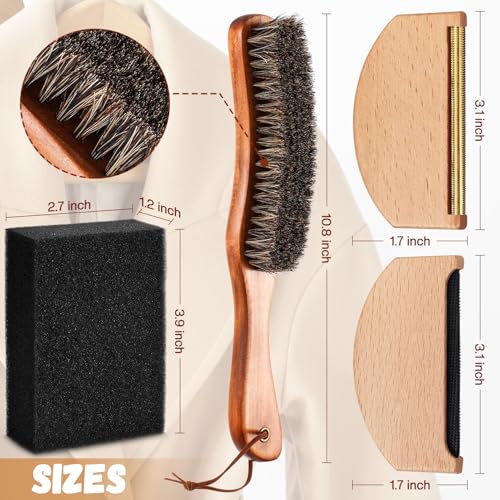 4 Pcs Horsehair Felt Hat Brush Kit with Cleaning Sponge Cowboy Clean Hat Wood Fedora Hat Cleaning Set Baseball Cap Lint Brush Remove Dust for Hair Furniture Suits Clothes(Style C) - style: Style C