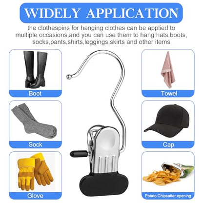 30Pcs Laundry Hook Hangers with Clothes Pins for Hats Clothes Bags