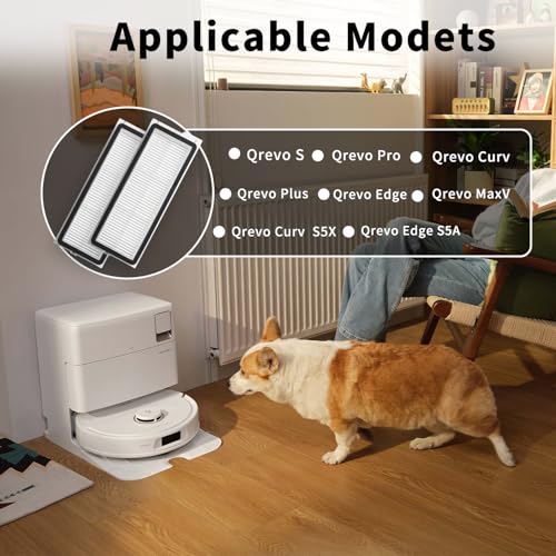 （4Sets）Replacement Washable HEPA Filter Compatible With Roborock QRevo S, QRevo Pro, QRevo Plus, Qrevo MaxV, Qrevo Curv Qrevo Edge, S5A Robot Vacuum Cleaners, High Efficiency Filter Accessories Kit