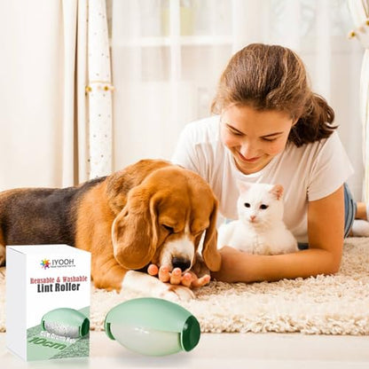 Reusable Lint Roller Ball, Mini Travel Size Lint Roller for Clothes, On The Go Small Portable Lint Ball Remover for Clothes and Pet Hair, Extra Sticky & Washable Gel (Green)