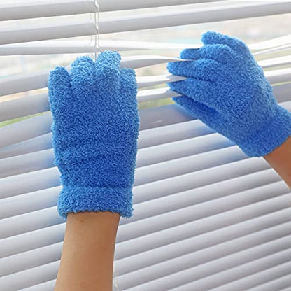 Evridwear Microfiber Dusting Gloves 2 Pairs (Blue + Pink)