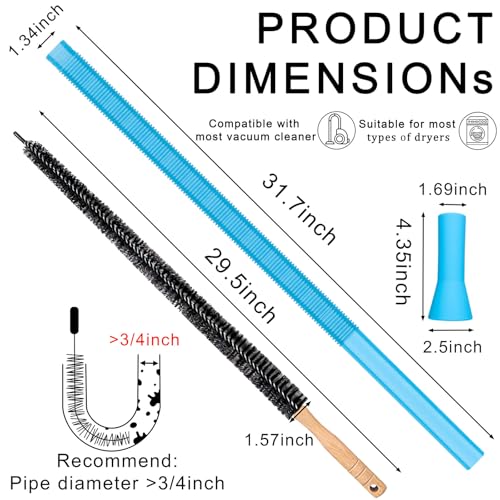 Dryer Vent Cleaner Kit - Dryer Lint Brush and Flexible Vacuum Hose Dryer Lint Vac Attachment with Universal Connector, Dryer Cleaning Tools, Suitable for Most Vacuum Cleaners