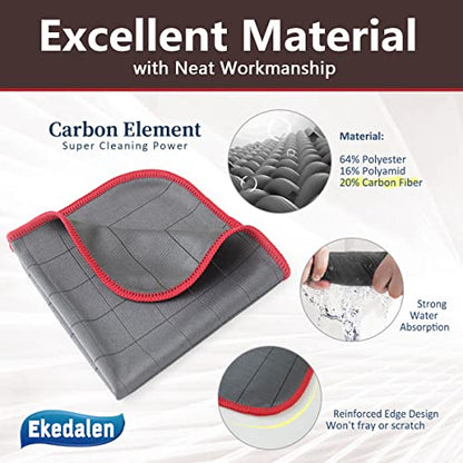 Ekedalen Microfiber Cleaning Cloth Lint Free Glass Polish, Red-Dark Grey - color: Red-dark Grey