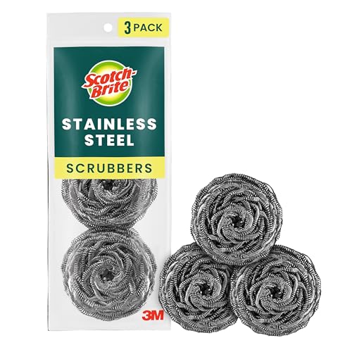 Scotch-Brite Stainless Steel Scrubbers, 3 Pack - size: 3 Scrubbers