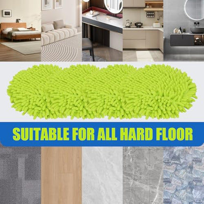 Microfiber Chenilles Pads for Shark Steamer S7001 s7020 s7000amz s7000 s7001tgt s7201 s8201 S7005 s8001 Series Rotating Steam Scrubber,Scrub Sanitize at The Same,Round Scrubbing Mop Replacement Pad - color: 4 Green Microfiber Chenilles Pads