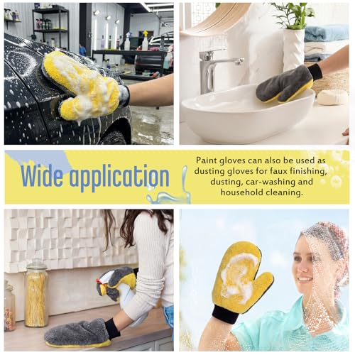 Paint Mitt Stain Mitts Reusable Microfiber - color: Gray,yellow