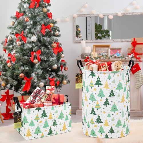 Round Collapsible Fabric Storage Basket,Laundry Hamper, Christmas tree - color: Round-Christmas tree