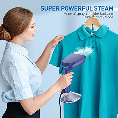 Steamer for Clothes - 1800W Powerful Steam, 2 Modes for Wet and Dry Ironing, 20-Second Fast Heat-up,Detachable Water Tank with Heat-Resistant Gloves -Removing Wrinkles.Only for 120V Countries.Blue