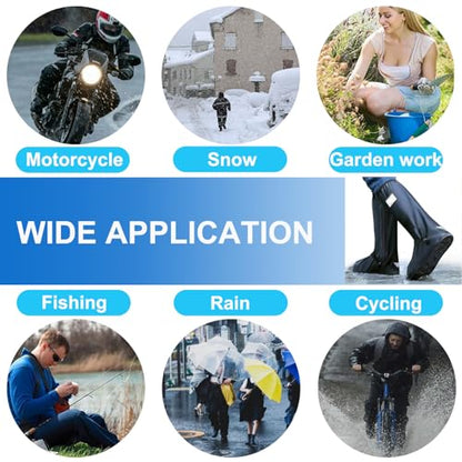 Waterproof Shoe Covers for Rain, Outdoor Cycling Non-Slip Rain Boots Covers Foldable Reusable Overshoes with Reflector for Women & Men