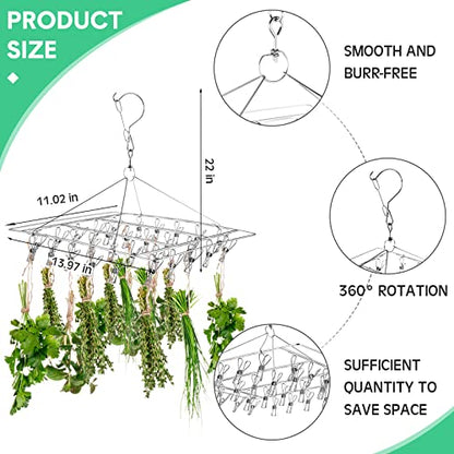 Bokon 4 Pcs Hanging Herb Drying Rack with Stainless Clips Hook, Square - style: Square
