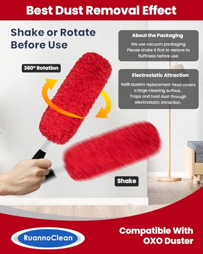 Microfiber Duster Refills Compatible with OXO Good Grips Duster - color: Red, 2 Pack