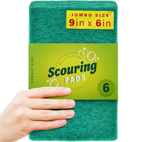 DecorRack 6 X-Large Scouring Pads, 9 x 6 in Heavy Duty (6 Pack)