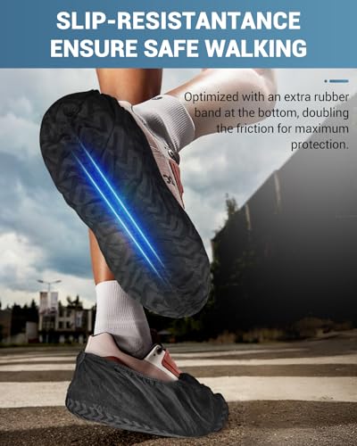 Buself 200 Count Shoe Covers Disposable Non-Slip, Premium Cloth Boot Covers, Slip-resistant, Durable, Breathable, Non-toxic, Recyclable - size: 200ct Up to Men8.5 & Women 10